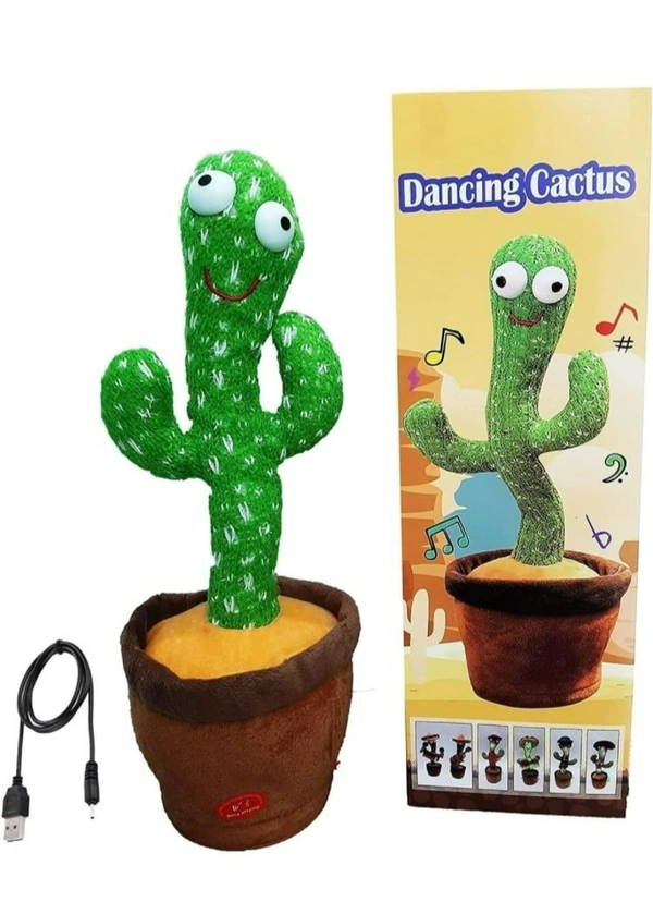 Rechargable Dancing Cactus Toy for Kids  Talking Singing Children Baby Plush Electronic Toys Voice Recording Repeats What You Say LED Lights - Green, 1000004