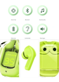Ultrapods Max TWS Wireless Bluetooth in Ear Earbuds Transparent Design with Digital Display, HiFi Stereo Gaming Headphones Headset with Built-in Mic - Green, 1000002