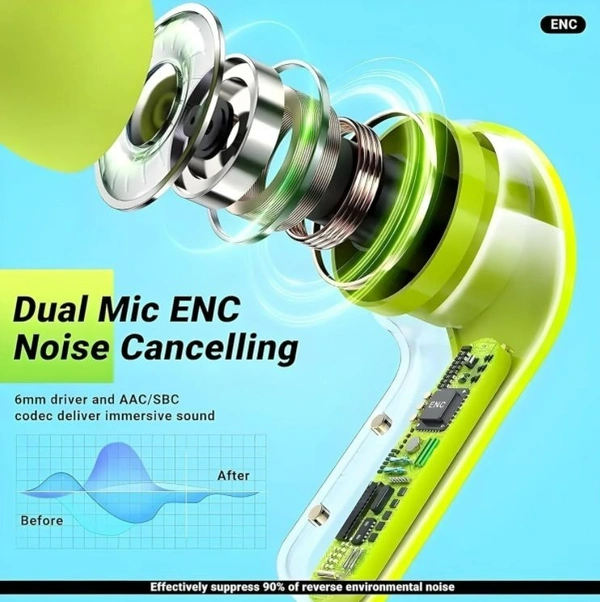 Ultrapods Max TWS Wireless Bluetooth in Ear Earbuds Transparent Design with Digital Display, HiFi Stereo Gaming Headphones Headset with Built-in Mic - Green, 1000002