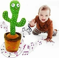 Rechargable Dancing Cactus Toy for Kids  Talking Singing Children Baby Plush Electronic Toys Voice Recording Repeats What You Say LED Lights - Green, 1000004