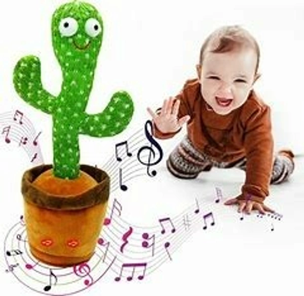 Rechargable Dancing Cactus Toy for Kids  Talking Singing Children Baby Plush Electronic Toys Voice Recording Repeats What You Say LED Lights - Green, 1000004