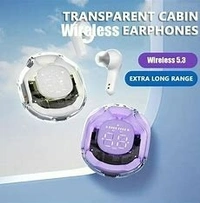 Ultrapods Pro TWS Wireless Bluetooth in Ear Earbuds Transparent Design with Digital Display, HiFi Stereo Gaming Headphones Headset with Built-in Mic - Gray