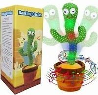 Rechargable Dancing Cactus Toy for Kids  Talking Singing Children Baby Plush Electronic Toys Voice Recording Repeats What You Say LED Lights - Green, 1000004