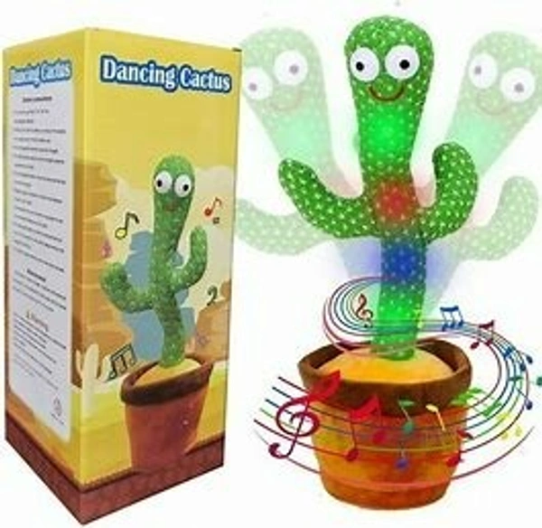 Rechargable Dancing Cactus Toy for Kids  Talking Singing Children Baby Plush Electronic Toys Voice Recording Repeats What You Say LED Lights - Green, 1000004