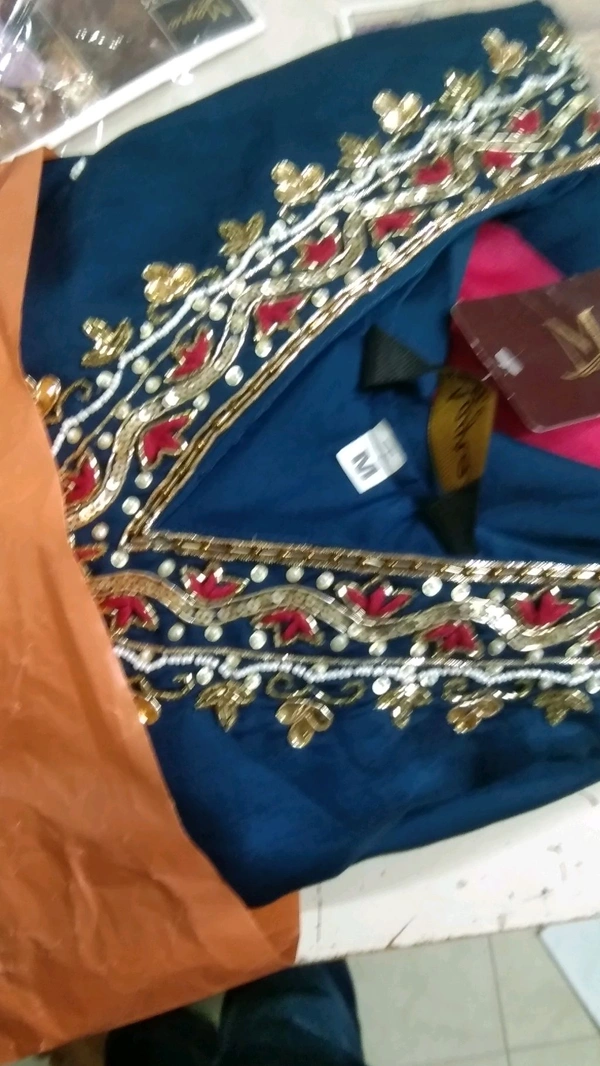 Blue Embroidery Work Set  - Royal Blue, M