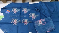 Blue Embroidery Work Set  - Royal Blue, L