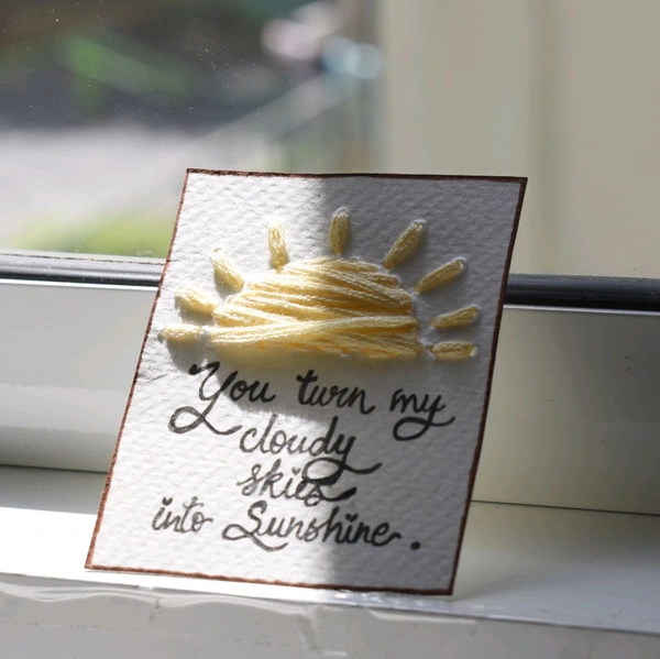 "You Turn My Cloudy Days" DIY Thread card.