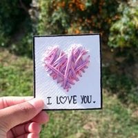 "Heart Themed Cards" DIY Thread Card. - Guardsman Red
