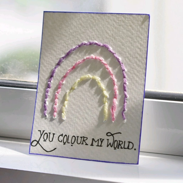 "You Colour My World" DIY Thread Card.