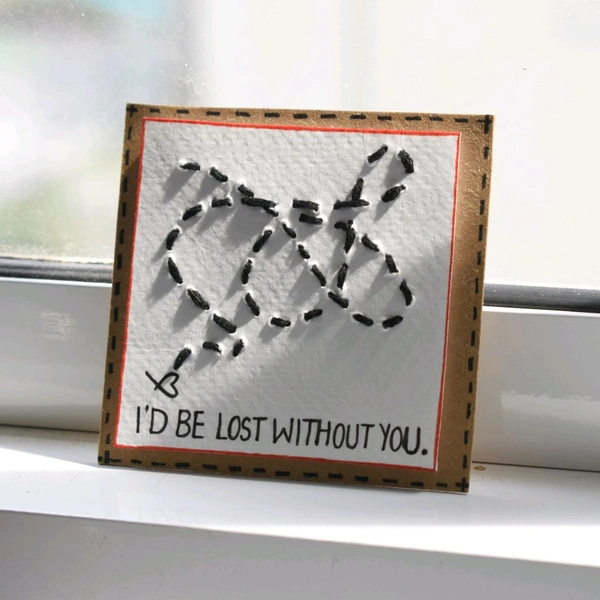 "I'd Be Lost Without You" DIY Thread Card.
