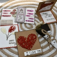 Birthday Gift Hamper. 5 Cards and a flower Bouquet. Polaroid Photos Can Be Added Too.