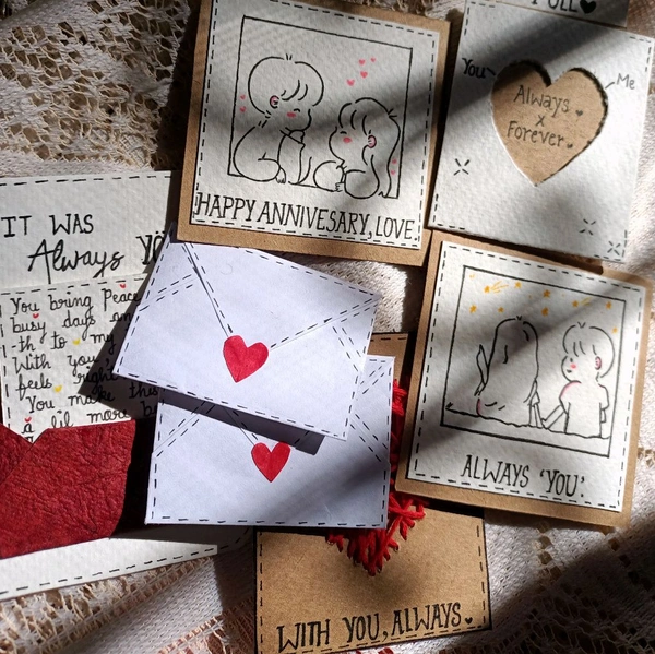 Anniversary Gift Hamper. 5 Cards And 2 Envelopes. Polaroid Photos Can Be Added Too.