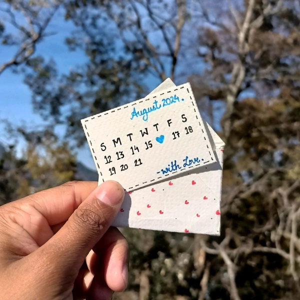 Calendar Card. Envelope Themed Cute Card.