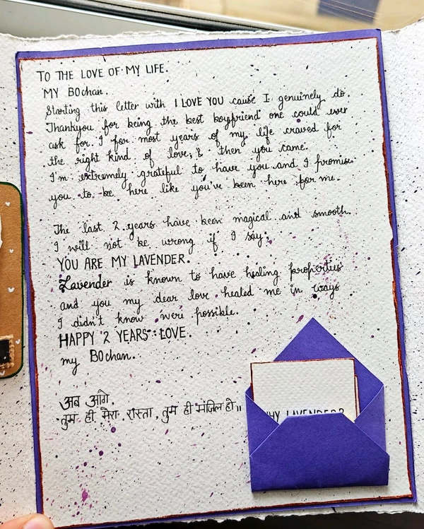 A Handwritten Letter Card. Comes With 4-5 Small Cards, A Message Card And Polaroid Photos. (22-24 Cm In Length).