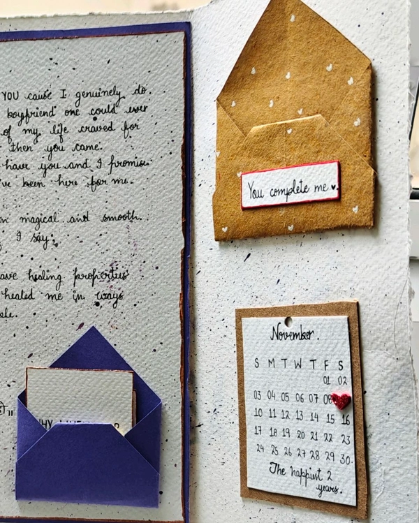 A Handwritten Letter Card. Comes With 4-5 Small Cards, A Message Card And Polaroid Photos. (22-24 Cm In Length).