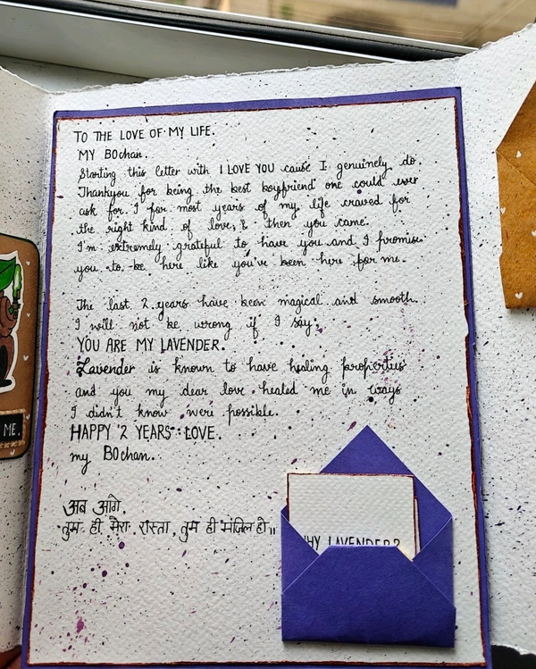 A Handwritten Letter Card. Comes With 4-5 Small Cards, A Message Card And Polaroid Photos. (22-24 Cm In Length).