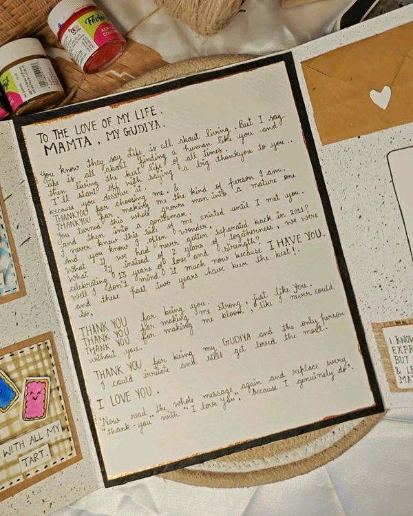 A Handwritten Letter Card. Comes With 4-5 Small Cards, A Message Card And Polaroid Photos. (22-24 Cm In Length).