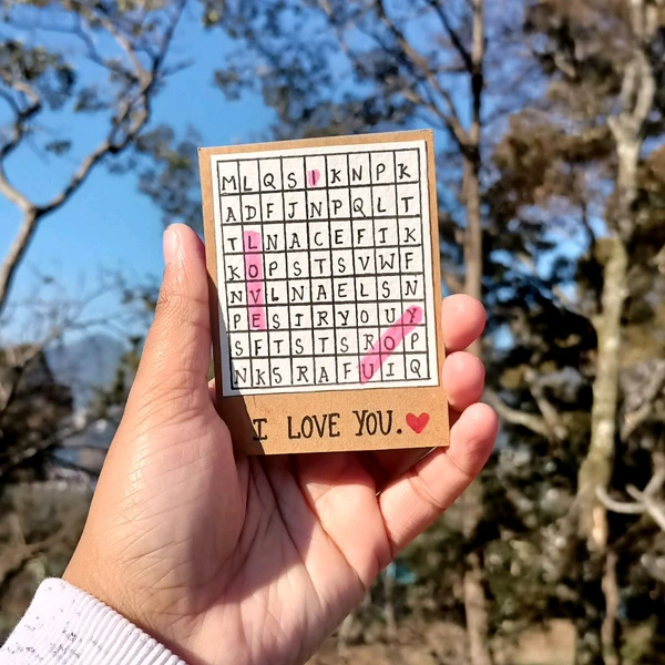 Jumble Letters, I Love you Card.