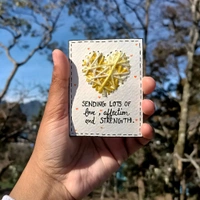 Sending Lots Of Love, Affection And Strength. Love Heart thread Card.