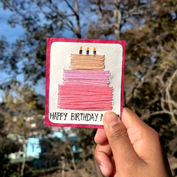 Happy Birthday Card. Birthday Cake Theme Card.