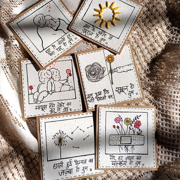 Heartfelt Gift Hamper. 6 Cards With Sweet Poetry Lines.