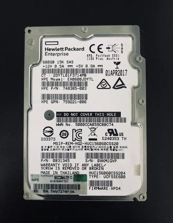 600GB SAS Hard Disk 10K 15K Dell HP (Renewed) - A, 600GB, 15K