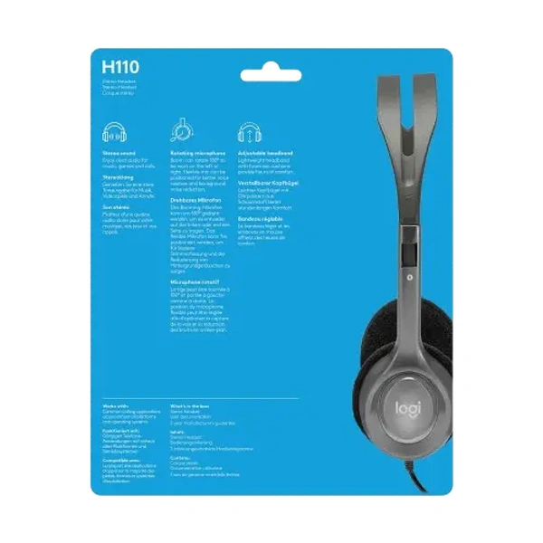 Logitech H110 Wired Dual 3.5mm Stereo Headset - Black