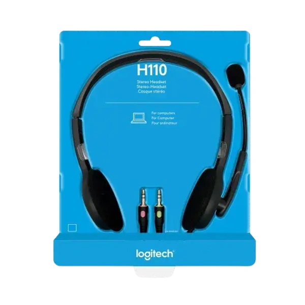 Logitech H110 Wired Dual 3.5mm Stereo Headset - Black