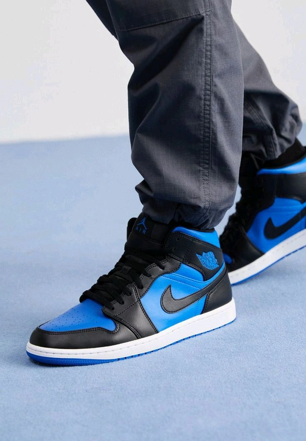 Retro 1 Mid Black Royal Blue High Ankle Sneaker - 8