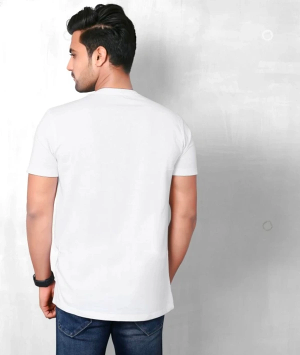 Solid Men White T-Shirt - S