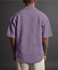 Men Self Design Casual Purple Shirt - XL, Fuchsia Pink