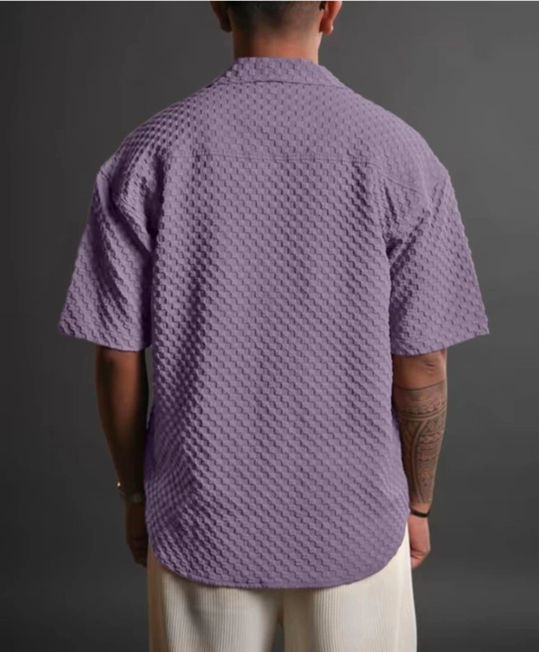 Men Self Design Casual Purple Shirt - M