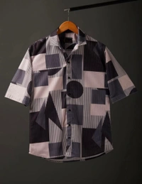 TRENDFLARE Men Oversized Fit Printed Spread Collar Beach Wear Shirt - L