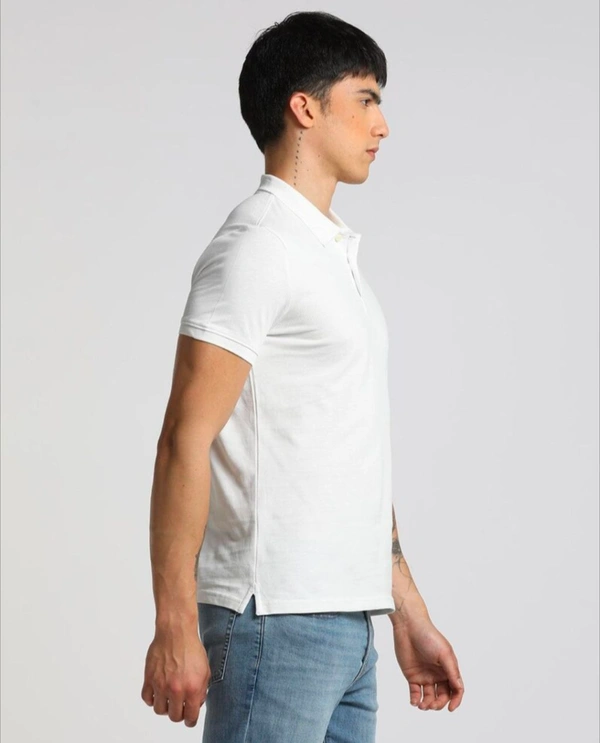 White Polo Cotton Blend Tshirt - XL