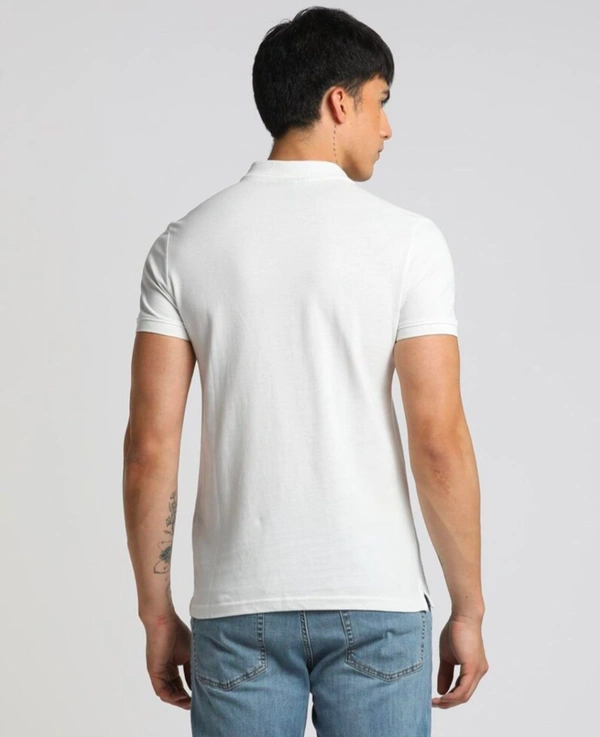 White Polo Cotton Blend Tshirt - XL