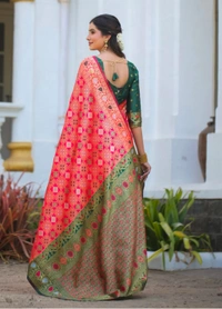 DHRUVIL TEXTILES Self Design Banarasi Cotton Silk, Organza Saree (Pink)