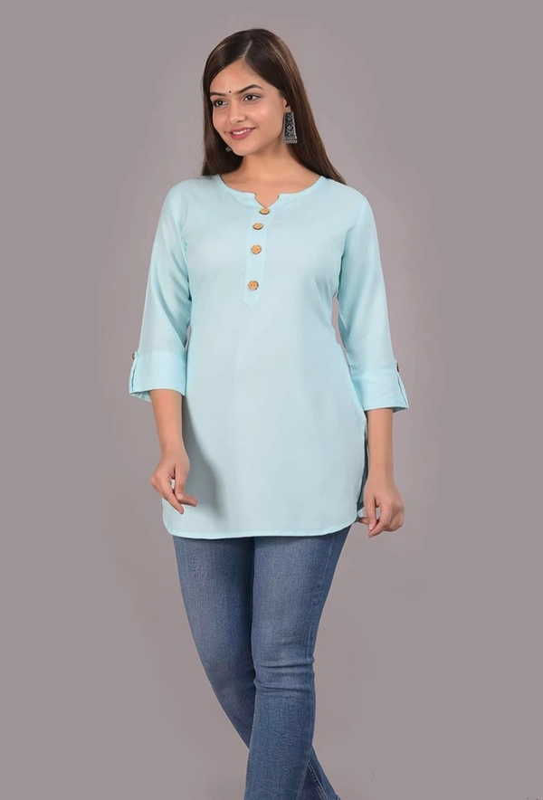 AARODHIYA Women's Rayon Solid Regular Short Kurti/Tops, Tops and Tunics for Women - M