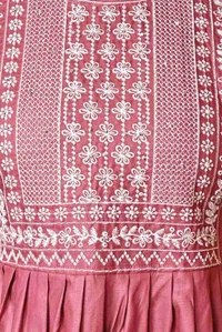 FairyTeller Women Embroidered Cotton Blend A-line Kurta (Purple) - S