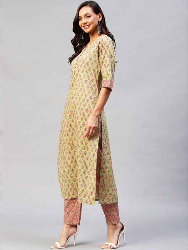 ANNI DESIGNER Women's Cotton Blend Kurta With Pant - S