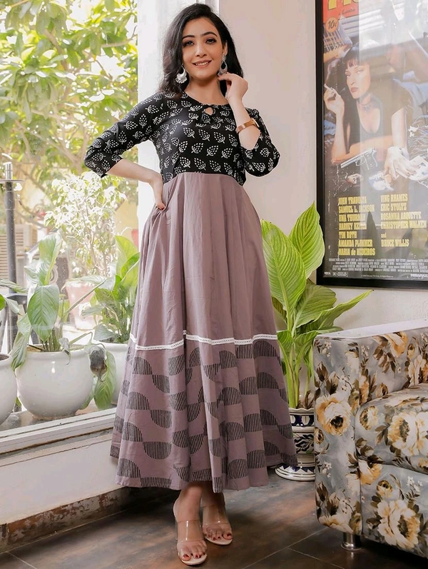 INDI INSIDE Grey Rayon Anarkali Kurta