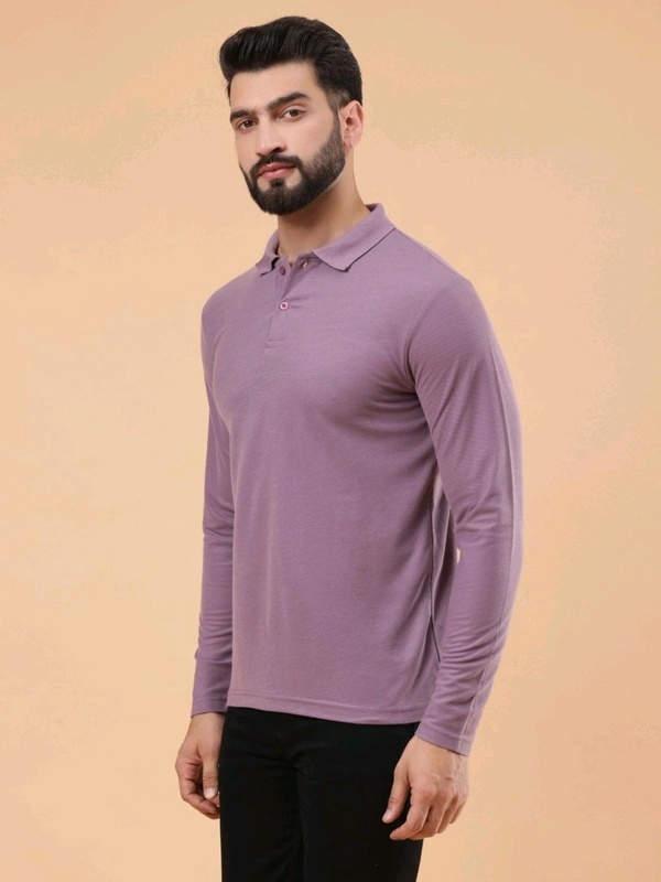 AAITHAN Men Solid Polo Neck Cotton Blend Pink T-Shirt - M