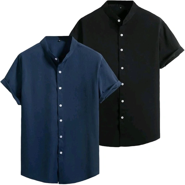 AUSK Men's Regular Fit Half Sleeves Casual Shirt Combo 2 - S