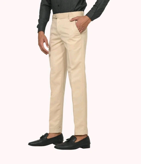 JSS Men Slim Fit Beige Polyester Trousers - 28