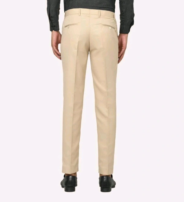 JSS Men Slim Fit Beige Polyester Trousers - 34