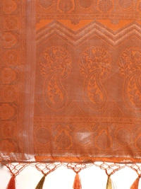 Womens Art Silk Saree Kanjivaram Orange Color