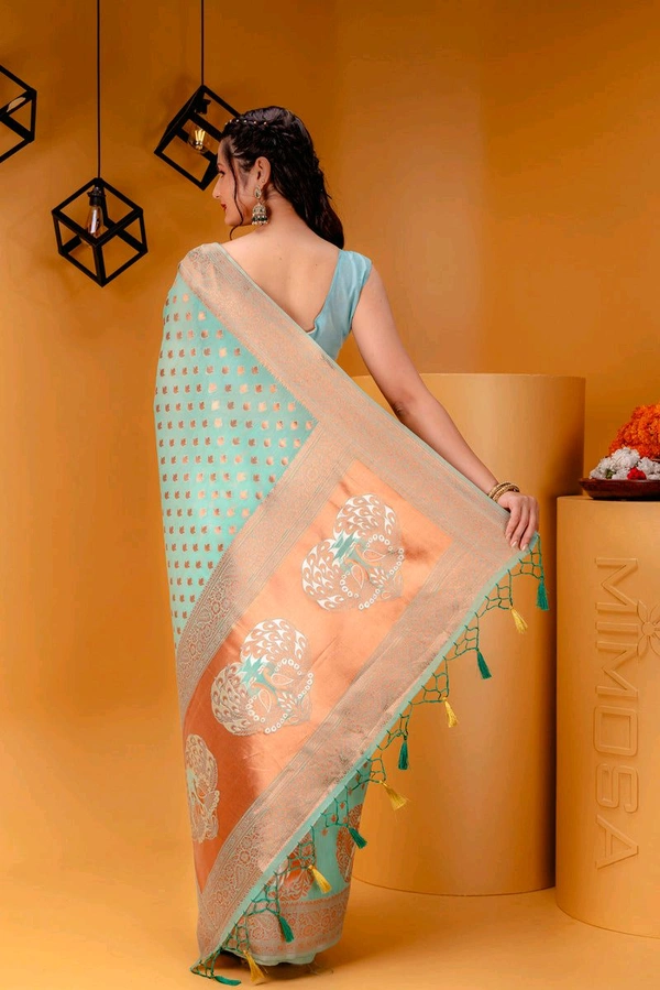 Women's Woven Design Banarasi Style Art Silk Saree With Blouse