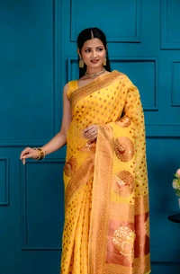 Women's Woven Design Banarasi Style Art Silk Saree With Blouse