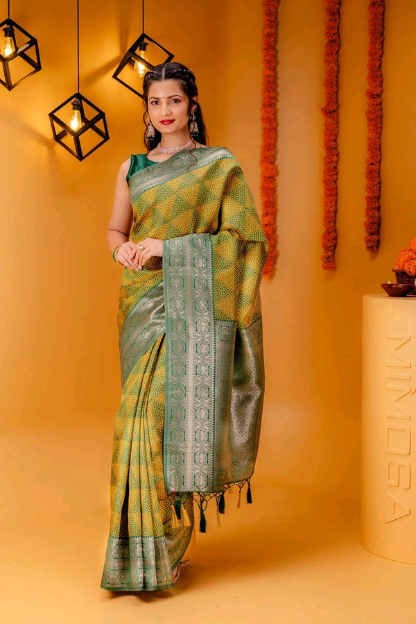 Women's Woven Design Kanjivaram Style Art Silk Saree With Blouse