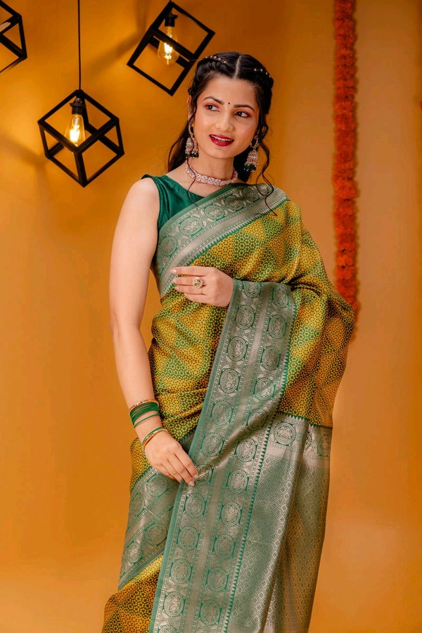 Women's Woven Design Kanjivaram Style Art Silk Saree With Blouse