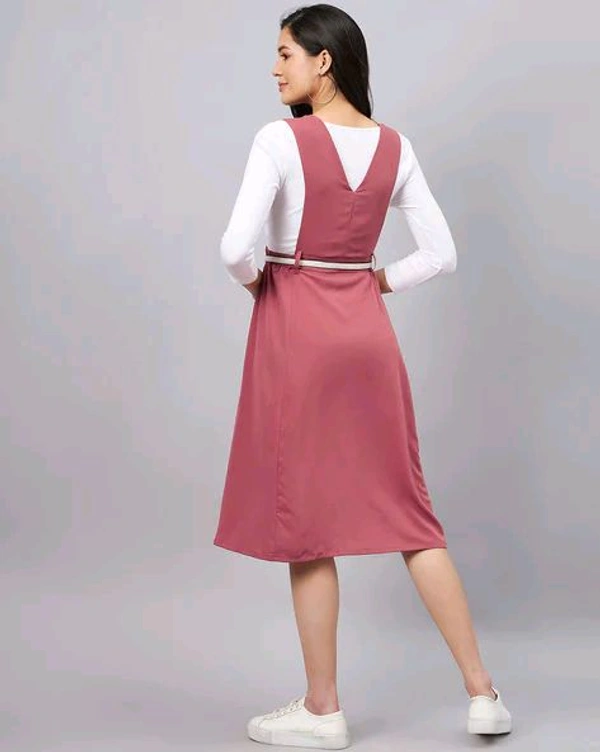 WineRed olive Green Solid Pinafore Dress - XS, Tickle Me Pink